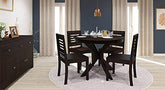 MoonWooden Sheesham Teak Wood Round Dining Table 4 Seater with Chairs Sets | Round Dining Table 4 Seater Wooden | Dining Table 4 Seater Set | Dining Room Sets Furniture | Wood Black